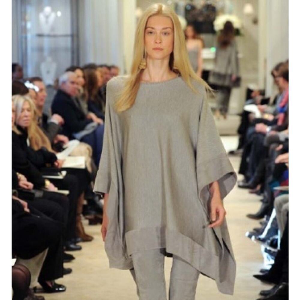 Ralph Lauren Collection Poncho Sweater Equestrian Riding Cape Silk Suede Top M